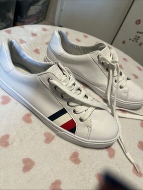 Tommy Hilfiger White Leather Sneakers with Red & Navy Accent